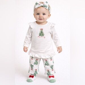 NWT! White Christmas Tree Baby Outfit